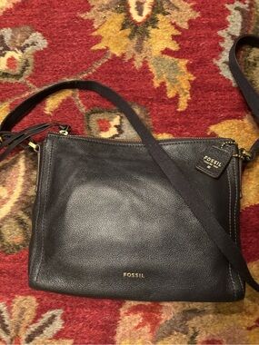 Fossil Black Leather Crossbody Bag